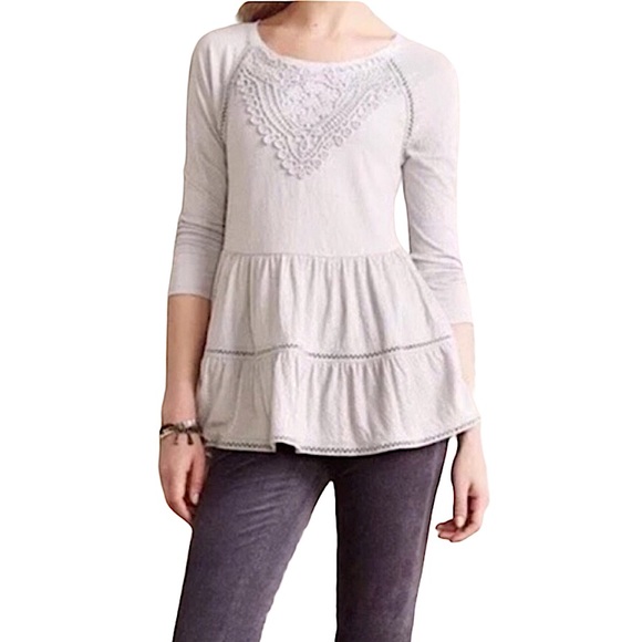 Anthropologie Tops - Meadow Rue Crochet Tiered Peplum Top